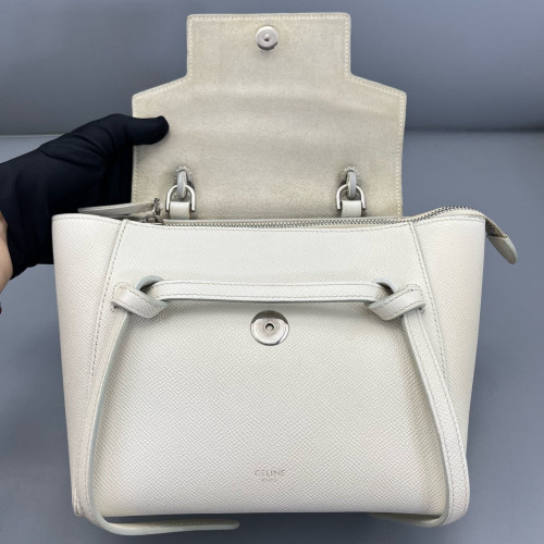 Celine Nano Belt Bag Grained Calfskin White
