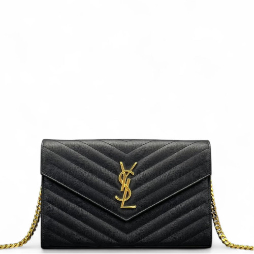 Yves Saint Laurent Small Envelope Chain Wallet Shiny Caviar Calfskin Black Yves Saint Laurent Small Envelope Chain Wallet Shiny Caviar Calfskin Black