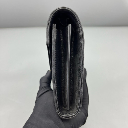 Yves Saint Laurent Small Envelope Chain Wallet Shiny Caviar Calfskin Black