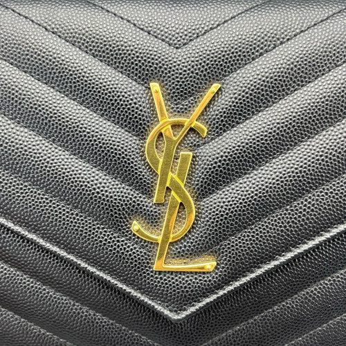 Yves Saint Laurent Small Envelope Chain Wallet Shiny Caviar Calfskin Black Yves Saint Laurent Small Envelope Chain Wallet Shiny Caviar Calfskin Black