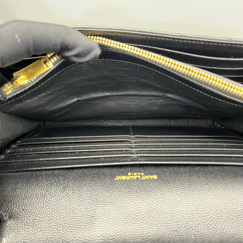 Yves Saint Laurent Small Envelope Chain Wallet Shiny Caviar Calfskin Black