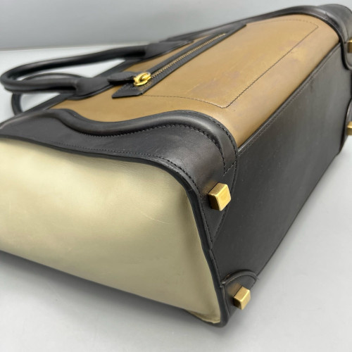 Celine Micro Luggage Calfskin Black Brown Grey