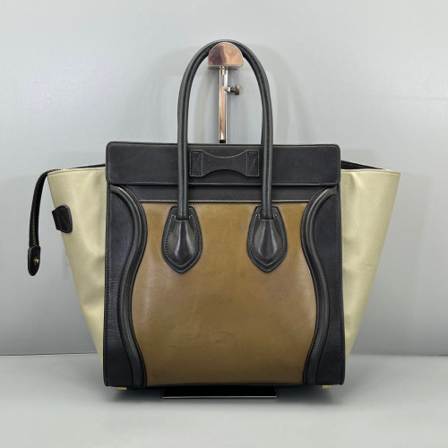 Celine Micro Luggage Calfskin Black Brown Grey