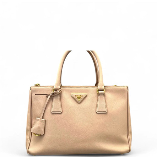 Prada Medium Galleria Double Zip Tote Saffiano Calfskin Nude Pink