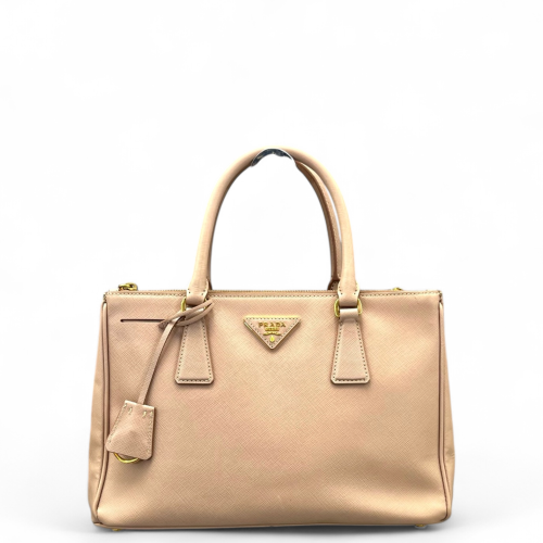 Prada Medium Galleria Double Zip Tote Saffiano Calfskin Nude Pink