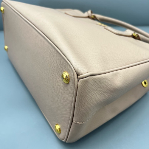 Prada Medium Galleria Double Zip Tote Saffiano Calfskin Nude Pink