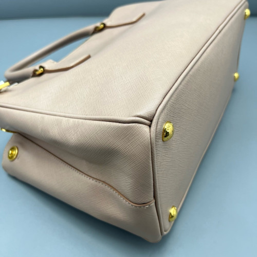 Prada Medium Galleria Double Zip Tote Saffiano Calfskin Nude Pink