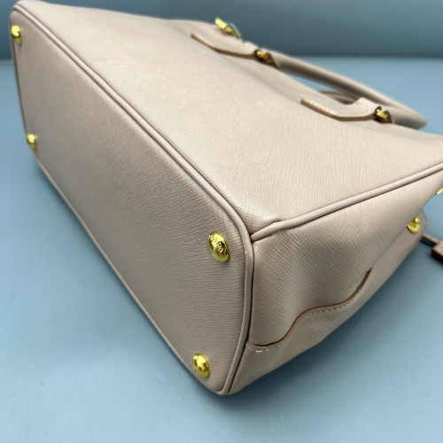 Prada Medium Galleria Double Zip Tote Saffiano Calfskin Nude Pink