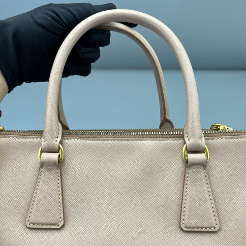 Prada Medium Galleria Double Zip Tote Saffiano Calfskin Nude Pink