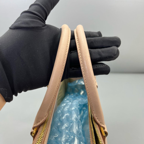 Prada Medium Galleria Double Zip Tote Saffiano Calfskin Nude Pink