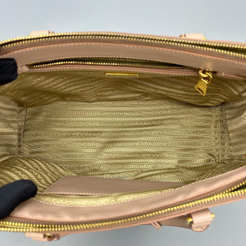 Prada Medium Galleria Double Zip Tote Saffiano Calfskin Nude Pink