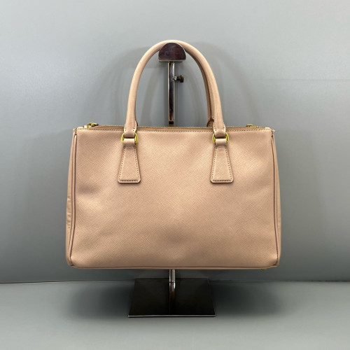 Prada Medium Galleria Double Zip Tote Saffiano Calfskin Nude Pink