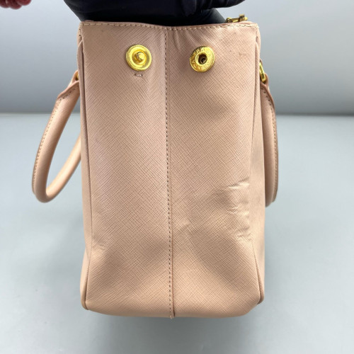 Prada Medium Galleria Double Zip Tote Saffiano Calfskin Nude Pink