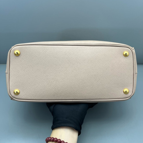 Prada Medium Galleria Double Zip Tote Saffiano Calfskin Nude Pink