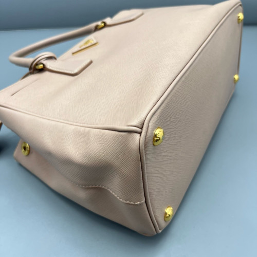 Prada Medium Galleria Double Zip Tote Saffiano Calfskin Nude Pink