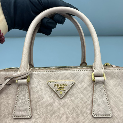 Prada Medium Galleria Double Zip Tote Saffiano Calfskin Nude Pink