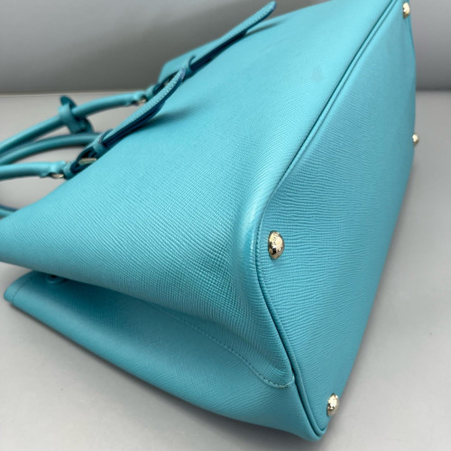 Prada Large Double Bag Saffiano Calfskin Blue
