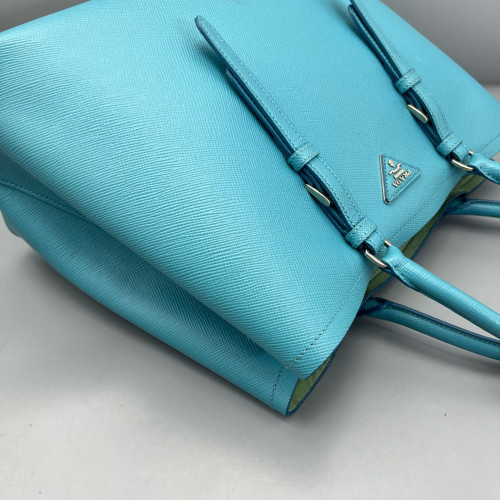 Prada Large Double Bag Saffiano Calfskin Blue
