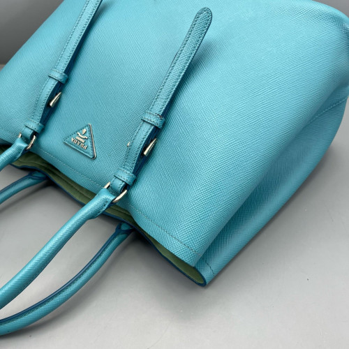 Prada Large Double Bag Saffiano Calfskin Blue