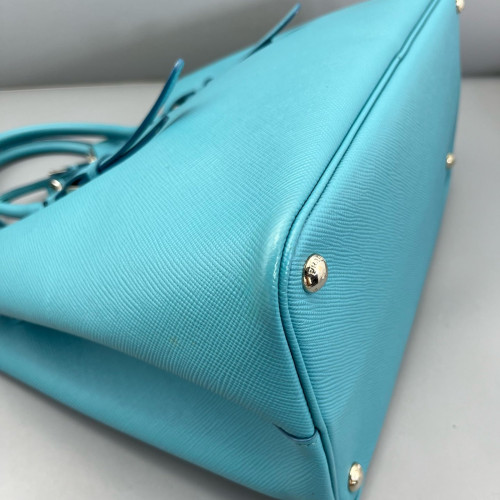 Prada Large Double Bag Saffiano Calfskin Blue