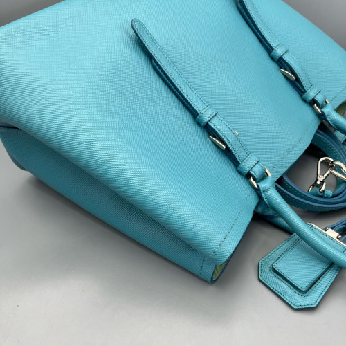 Prada Large Double Bag Saffiano Calfskin Blue