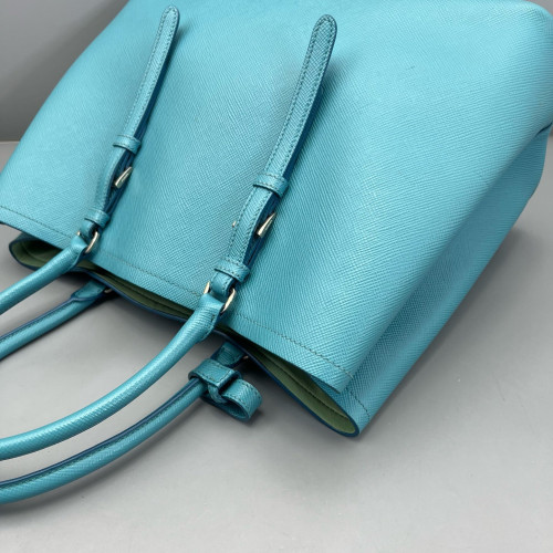 Prada Large Double Bag Saffiano Calfskin Blue