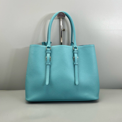 Prada Large Double Bag Saffiano Calfskin Blue