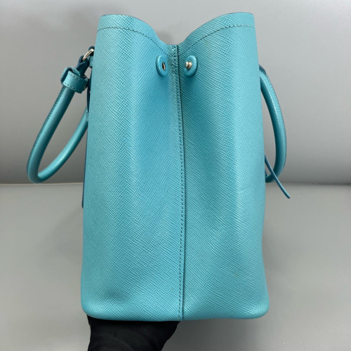 Prada Large Double Bag Saffiano Calfskin Blue