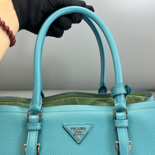 Prada Large Double Bag Saffiano Calfskin Blue
