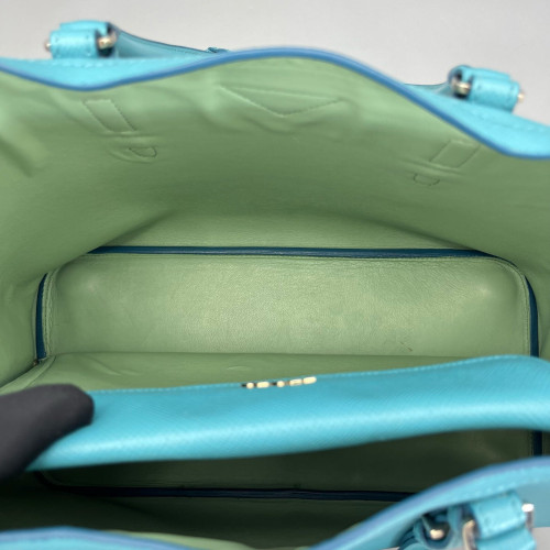 Prada Large Double Bag Saffiano Calfskin Blue