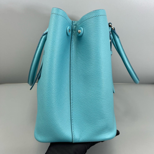 Prada Large Double Bag Saffiano Calfskin Blue