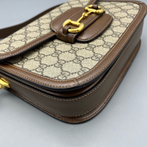 Gucci Medium Horsebit 1955 GG Supreme Monogram Tan Brown Beige