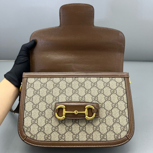 Gucci Medium Horsebit 1955 GG Supreme Monogram Tan Brown Beige