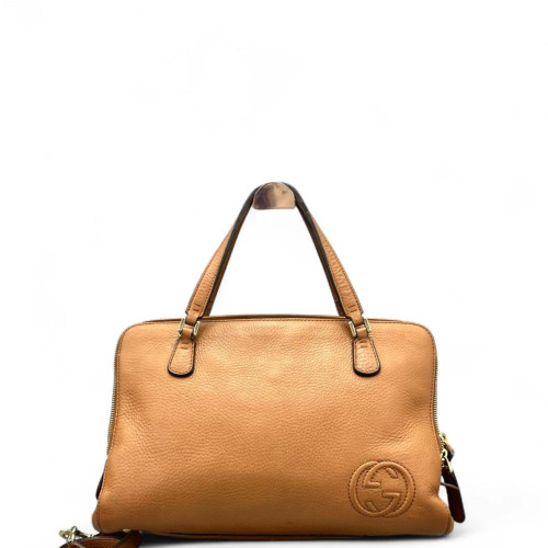 Gucci Two-Way Bag Calfskin Brown