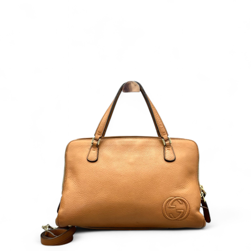 Gucci Two-Way Bag Calfskin Brown