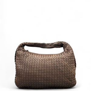 Bottega Veneta Medium Veneta Hobo Lambskin Intrecciato Nappa Brown