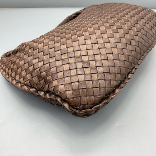 Bottega Veneta Medium Veneta Hobo Lambskin Intrecciato Nappa Brown