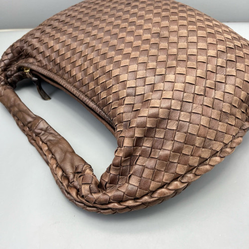 Bottega Veneta Medium Veneta Hobo Lambskin Intrecciato Nappa Brown