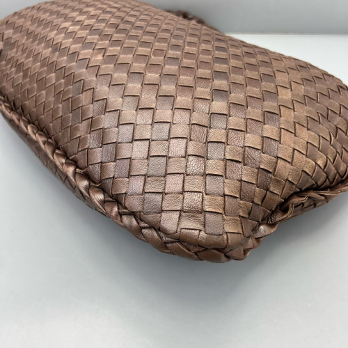 Bottega Veneta Medium Veneta Hobo Lambskin Intrecciato Nappa Brown