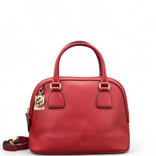 Gucci Medium Gg Charm Dome Calfskin Red