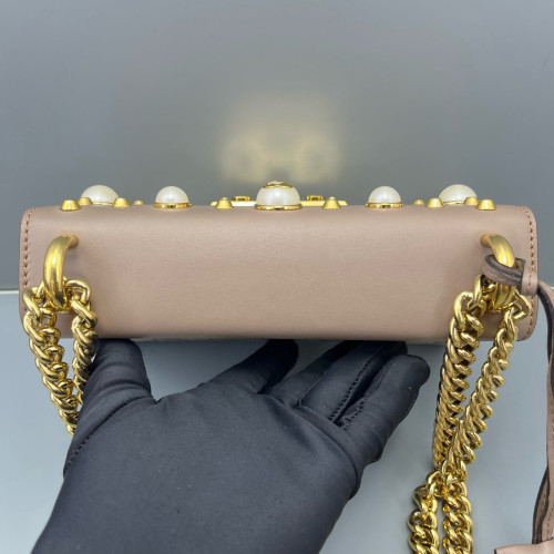 Gucci Small Padlock Shoulder Bag GG Monogram Pink Brown