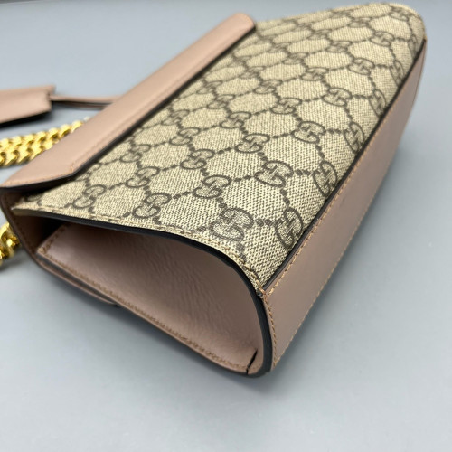 Gucci Small Padlock Shoulder Bag GG Monogram Pink Brown