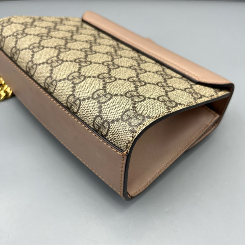 Gucci Small Padlock Shoulder Bag GG Monogram Pink Brown