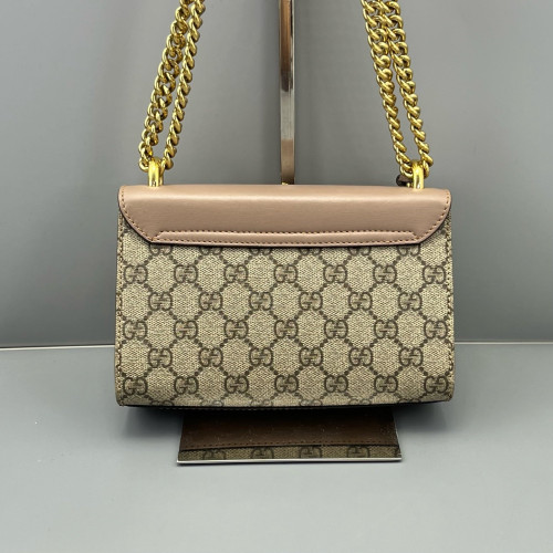 Gucci Small Padlock Shoulder Bag GG Monogram Pink Brown