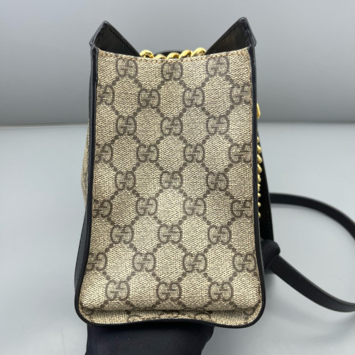 Gucci Small Padlock Tote GG Monogram Black Brown