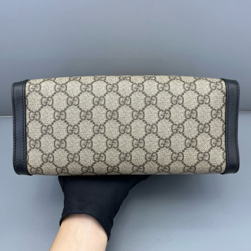 Gucci Small Padlock Tote GG Monogram Black Brown