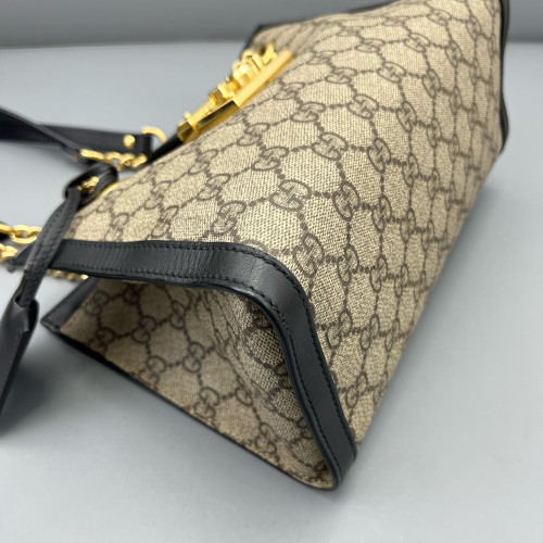 Gucci Small Padlock Tote GG Monogram Black Brown