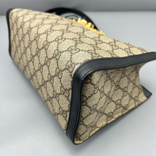 Gucci Small Padlock Tote GG Monogram Black Brown