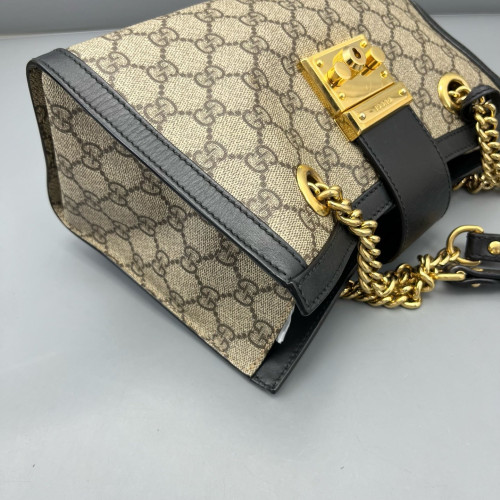 Gucci Small Padlock Tote GG Monogram Black Brown