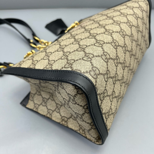 Gucci Small Padlock Tote GG Monogram Black Brown